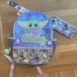 Purple Sequin Garment Bag with Baby Alien Design